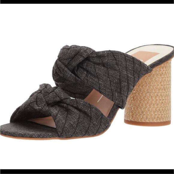 Dolce Vita Women's Denim/Rope Block Heel Jene Double Knot Slip On Sandals sz 8 - Picture 1 of 7